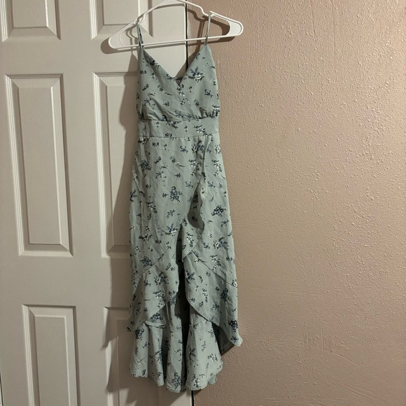 Floral Halter Maxi Dress - Light Blue - Picture 1 of 3